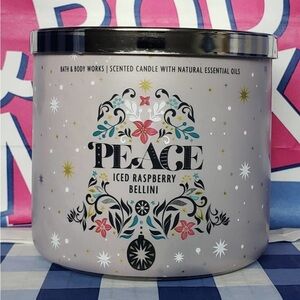 Bath & Body Works RARE Peace Iced Raspberry Bellini Large 3 Wick Candle